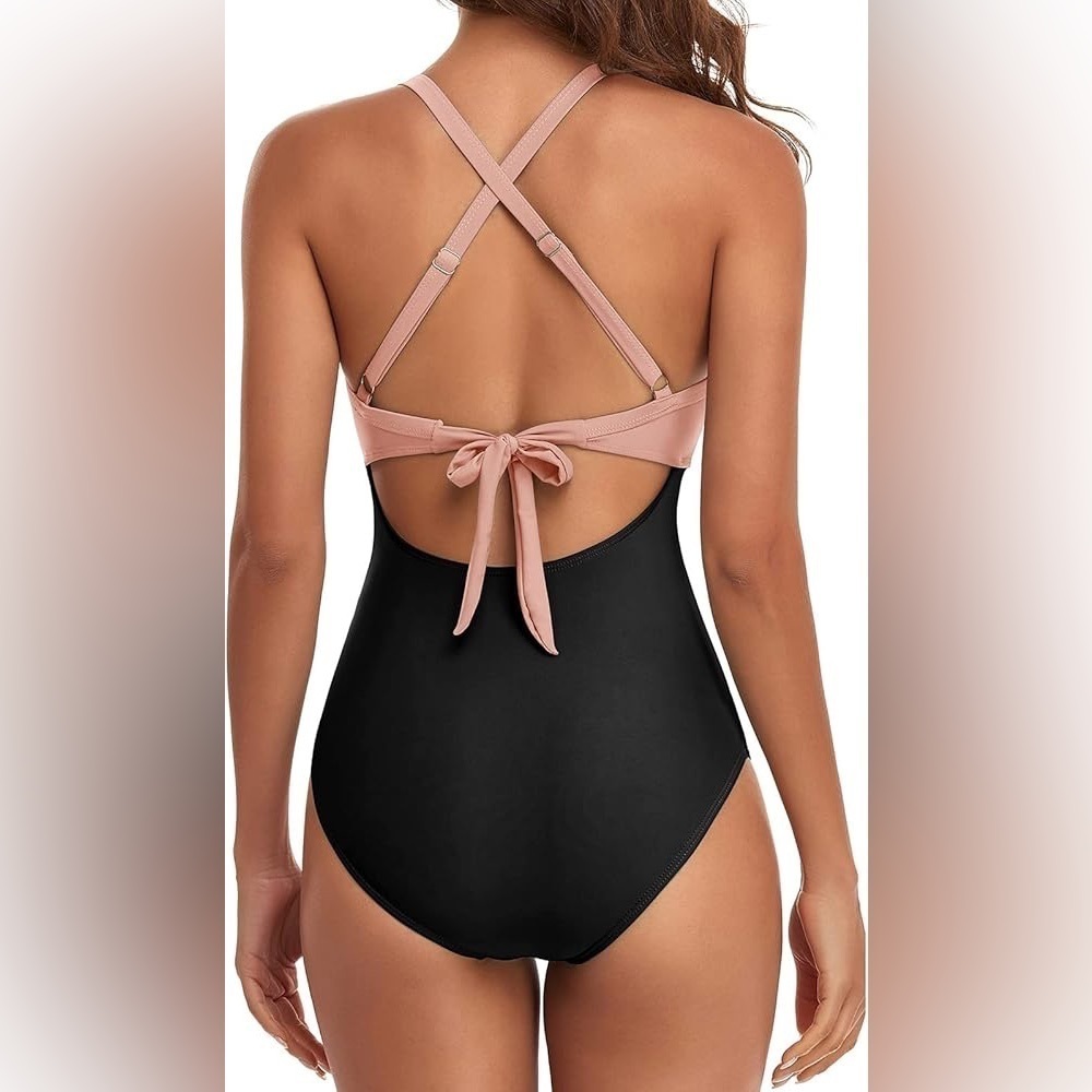 Pink and Black Cutout Swimsuit - Picture 3 of 5